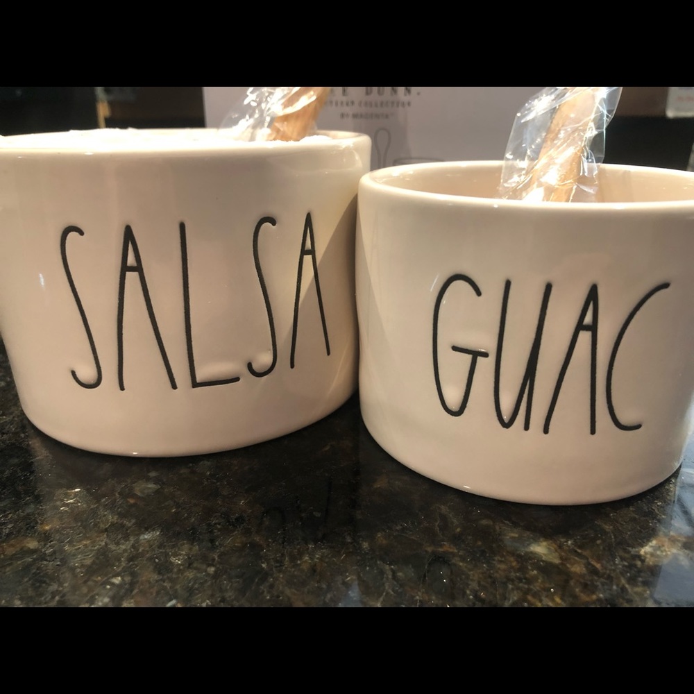 Rae Dunn SALSA & GUAC Bowl and Spoon Set